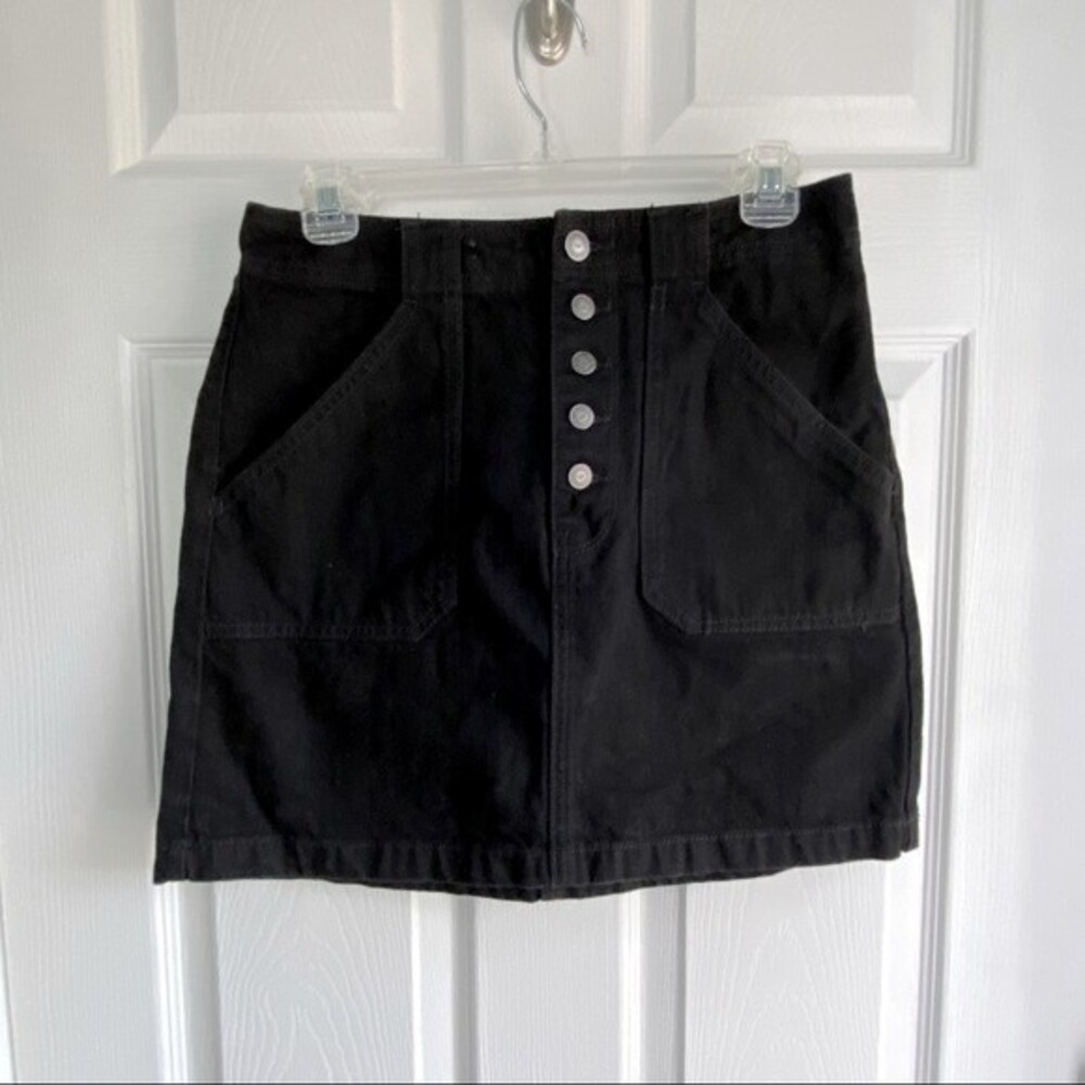 Hollister Jean Skirt - Black Ultra High Rise button fly - size 7